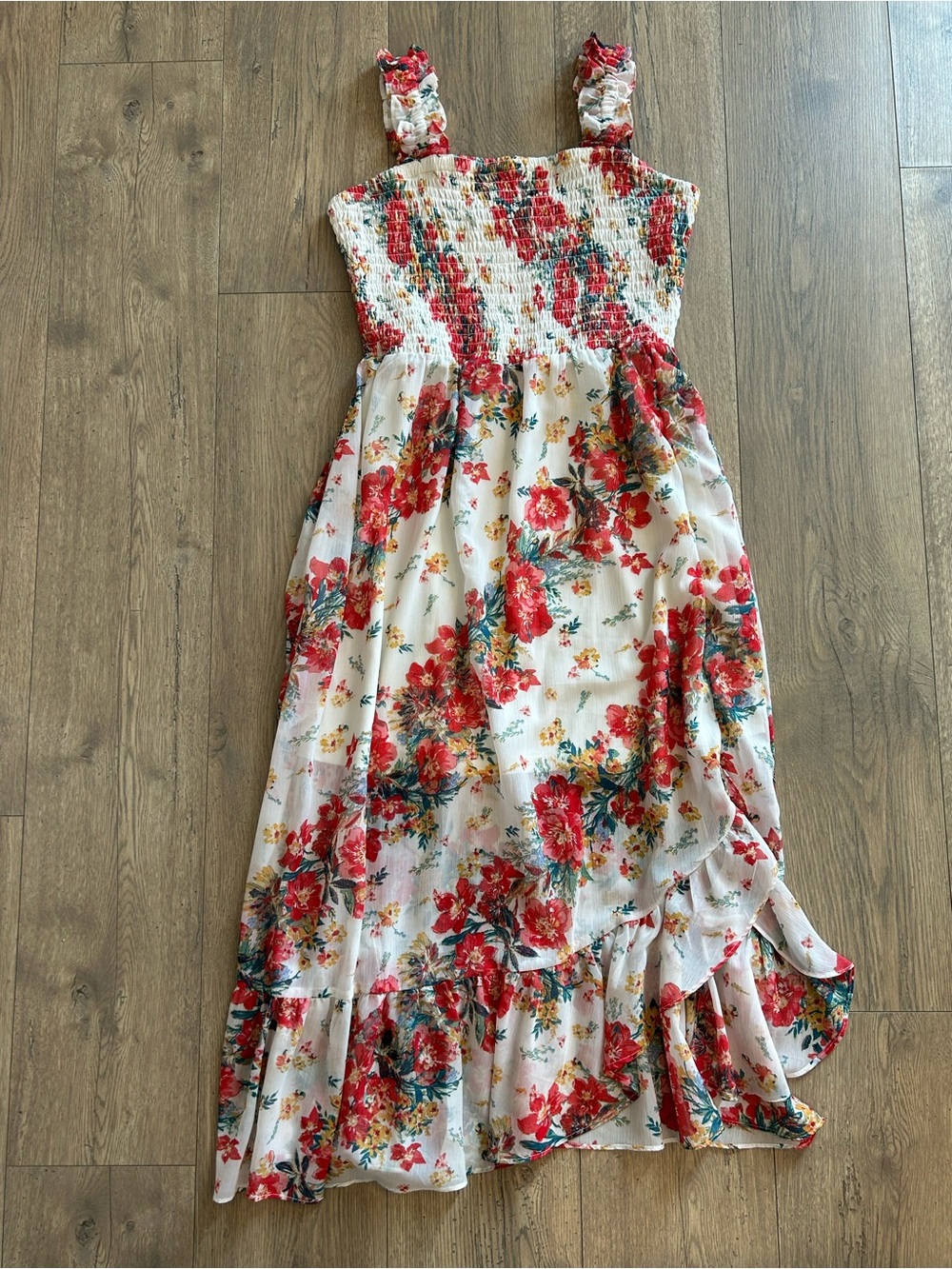 Maurices Smocked Floral Tulip Hem Dress